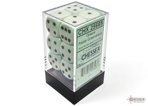 Chessex Opaque 16mm D6 Pastel Green/Black Dice Block (12 dice) - Just $3.49! Shop now at Retro Gaming of Denver