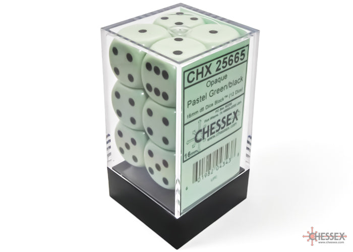 Chessex Opaque 16mm D6 Pastel Green/Black Dice Block (12 dice) - Just $3.49! Shop now at Retro Gaming of Denver