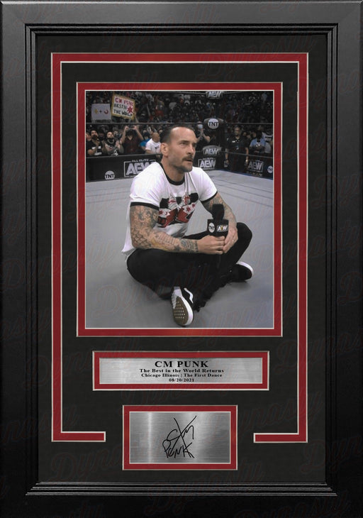 CM Punk Returns to Chicago 8" x 10" Framed AEW Wrestling Vertical Photo with Engraved Autograph - for just $79.99! 