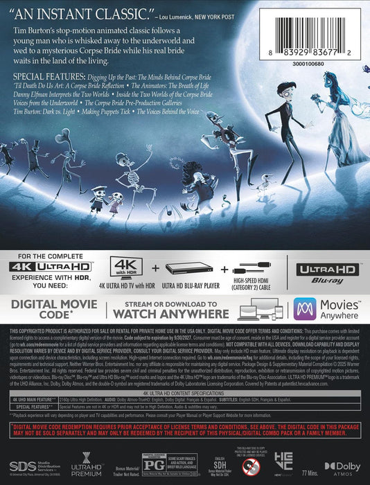 Tim Burton's Corpse Bride - Limited Edition Steelbook (4K UHD + Digital Copy) - for just $39.99! 