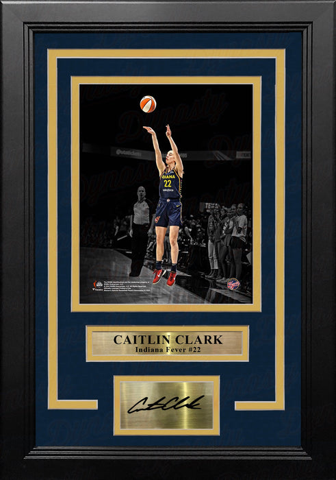 Caitlin Clark Shooting Action Indiana Fever 8x10 Framed WNBA Blackout Photo with Engraved Autograph - for just $79.99! 