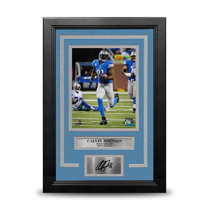 Calvin Johnson v. Cowboys Detroit Lions 8" x 10" Framed Football Photo with Engraved Autograph - for just $79.99! 