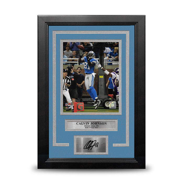 Calvin Johnson v. Vikings Detroit Lions 8" x 10" Framed Football Photo with Engraved Autograph - for just $79.99! 