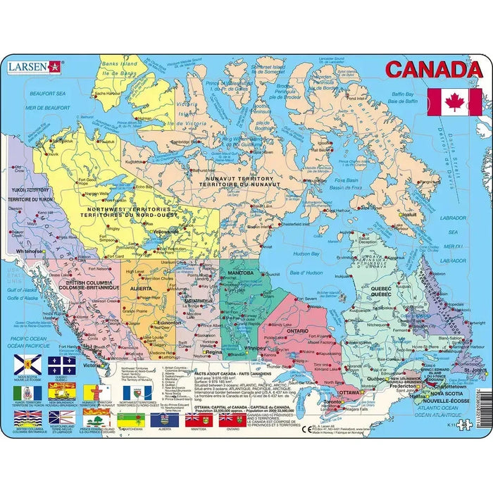Canada Map 48 Piece Tray Jigsaw Puzzle Larsen - for just $11.99! 