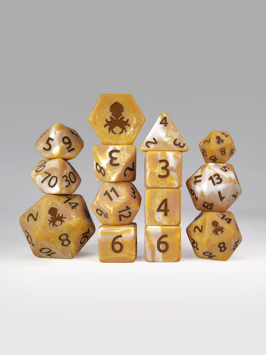 Kraken Dice Caramel Latte 14pc Matte Dice Set Inked in Brown - for just $29.99! 