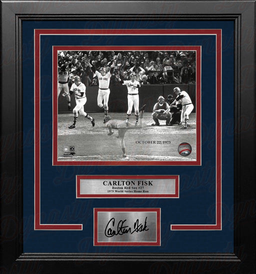 Carlton Fisk World Series Home Run Boston Red Sox 8x10 Framed Baseball Photo with Engraved Autograph - for just $79.99! 