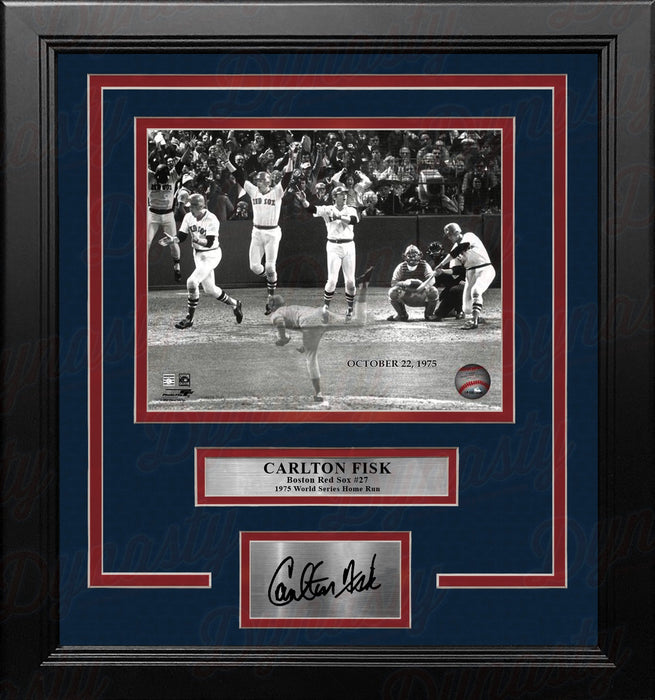 Carlton Fisk World Series Home Run Boston Red Sox 8x10 Framed Baseball Photo with Engraved Autograph - for just $79.99! 
