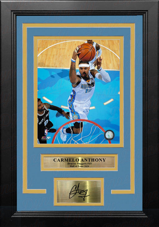 Carmelo Anthony Rim Cam Denver Nuggets 8x10 Framed Basketball Photo with Engraved Autograph - for just $79.99! 