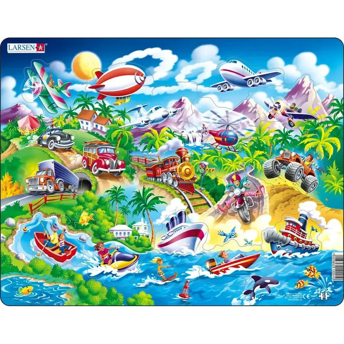 Cars, Boats, Trains & Aircrafts 18 Piece Tray Jigsaw Puzzle Larsen - for just $11.99! 