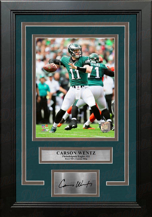 Carson Wentz 1st Career Win Philadelphia Eagles 16x20 Football Framed Photo with Engraved Autograph - for just $129.99! 