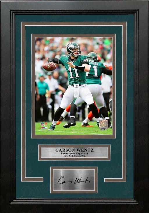 Carson Wentz 1st Career Win Philadelphia Eagles 16x20 Football Framed Photo with Engraved Autograph - for just $129.99! 