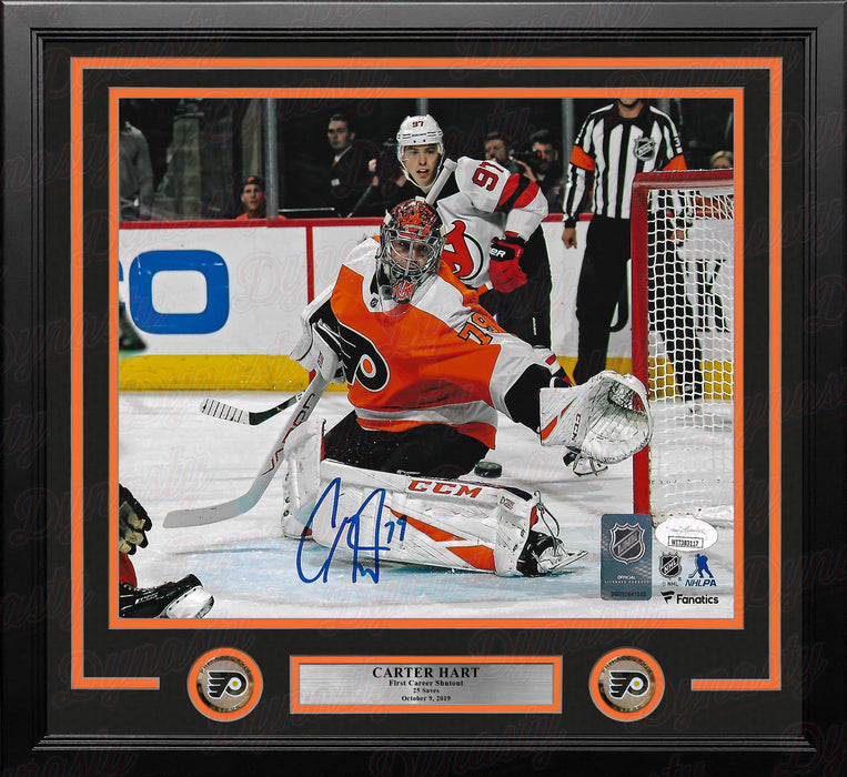 Carter Hart Philadelphia Flyers First Career Shutout Autographed Framed Hockey Photo - for just $39! 