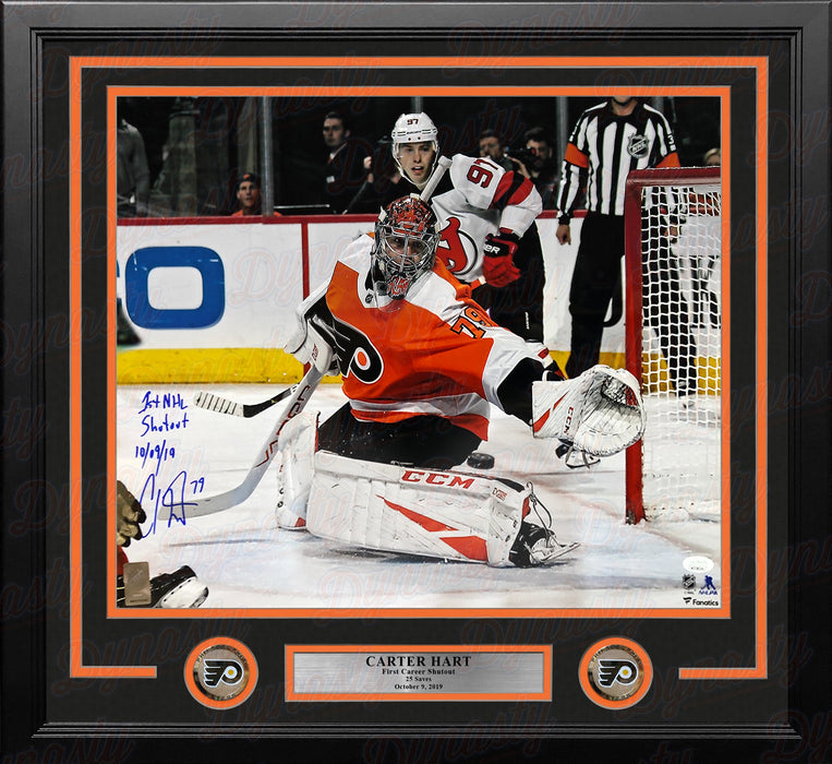 Carter Hart Philadelphia Flyers First Career Shutout Autographed Framed Hockey Photo - for just $39! 