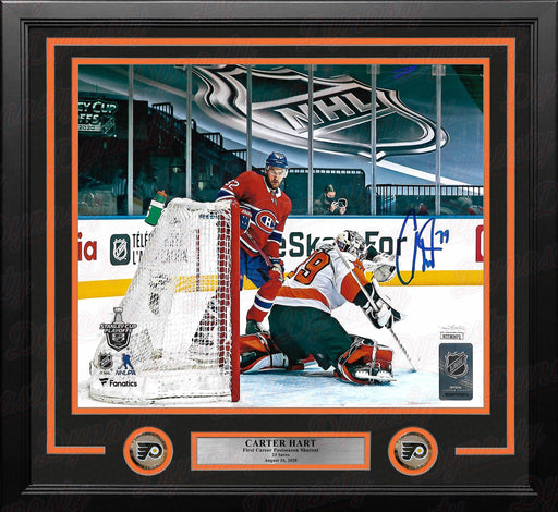 Carter Hart First Career Playoff Shutout Philadelphia Flyers Autographed Framed Hockey Photo - for just $39! 