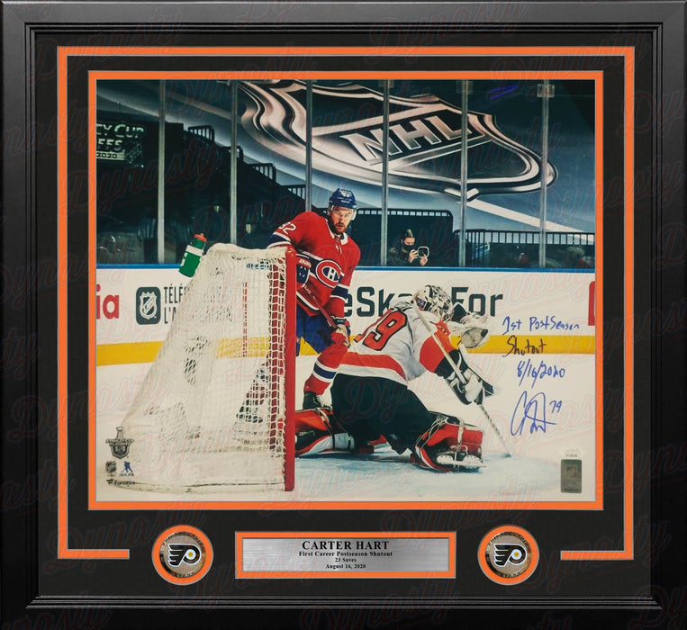 Carter Hart First Career Playoff Shutout Philadelphia Flyers Autographed Framed Hockey Photo - for just $39! 