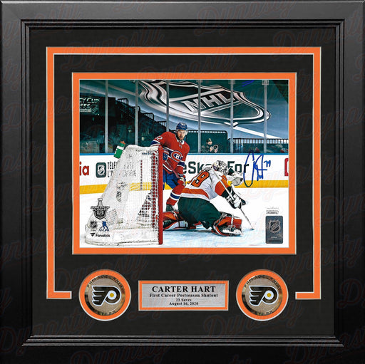 Carter Hart First Career Playoff Shutout Philadelphia Flyers Autographed Framed Hockey Photo - for just $39! 