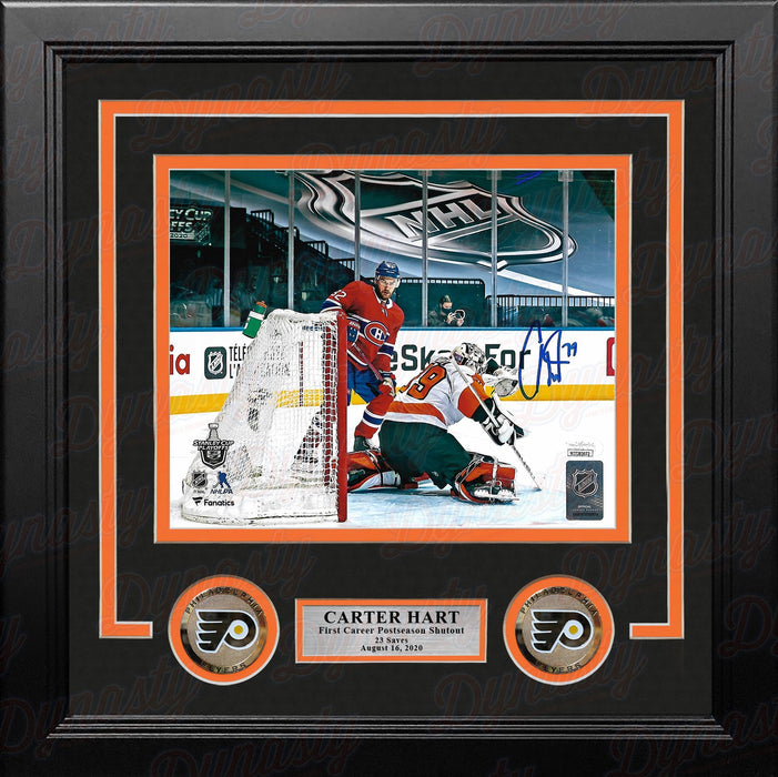 Carter Hart First Career Playoff Shutout Philadelphia Flyers Autographed Framed Hockey Photo - for just $39! 