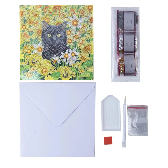 Cat Amongst the Flowers Crystal Art Card Kit Craft Buddy - for just $7.99! 
