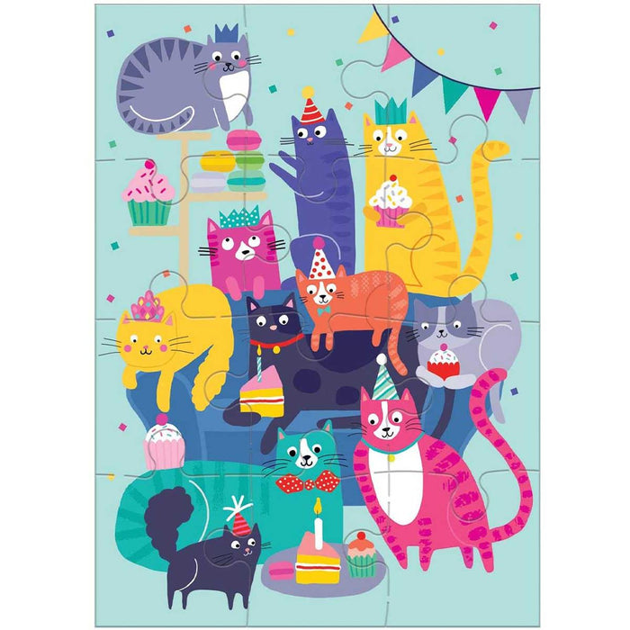 Cat Party Birthday Greeting Card 12 Piece Jigsaw Puzzle Mudpuppy - for just $7.99! 