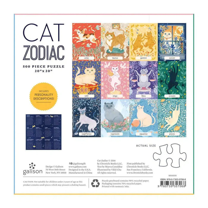 Cat Zodiac 500 Piece Jigsaw Puzzle Galison - for just $17.99! 
