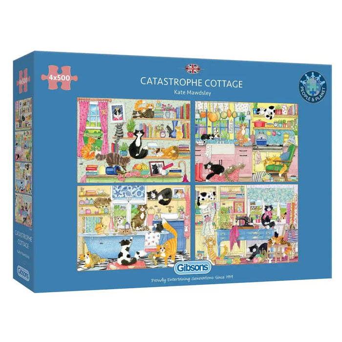 Catastrophe Cottage Set of 4 500 Piece Jigsaw Puzzles Gibsons - for just $39.99! 