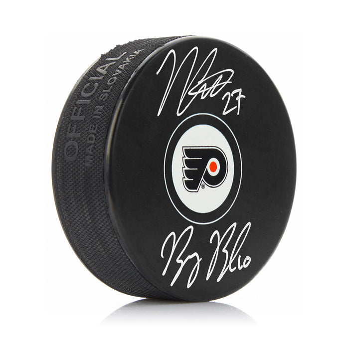 Noah Cates & Bobby Brink Autographed Philadelphia Flyers Hockey Logo Puck - for just $99.99! 