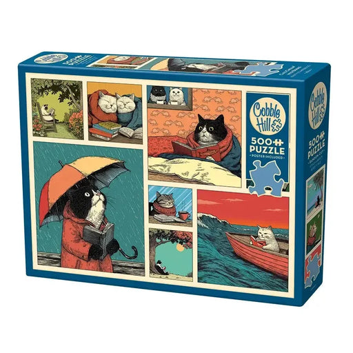 Cats Chillin' with Books 500 Piece Jigsaw Puzzle Cobble Hill - for just $17.99! 