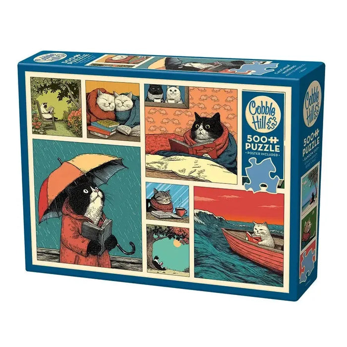 Cats Chillin' with Books 500 Piece Jigsaw Puzzle Cobble Hill - for just $17.99! 