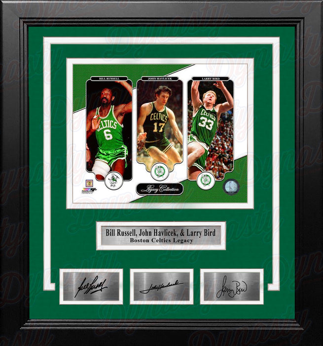 Bill Russell, John Havlicek, & Larry Bird Boston Celtics 8x10 Framed Photo with Engraved Autographs - for just $99.99! 
