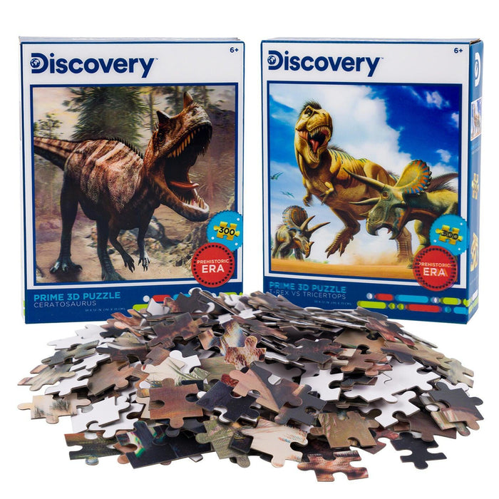 Ceratosaurus & Dino Battle Set of 2 300 Piece Lenticular Jigsaw Puzzles Prime 3D - for just $10.99! 
