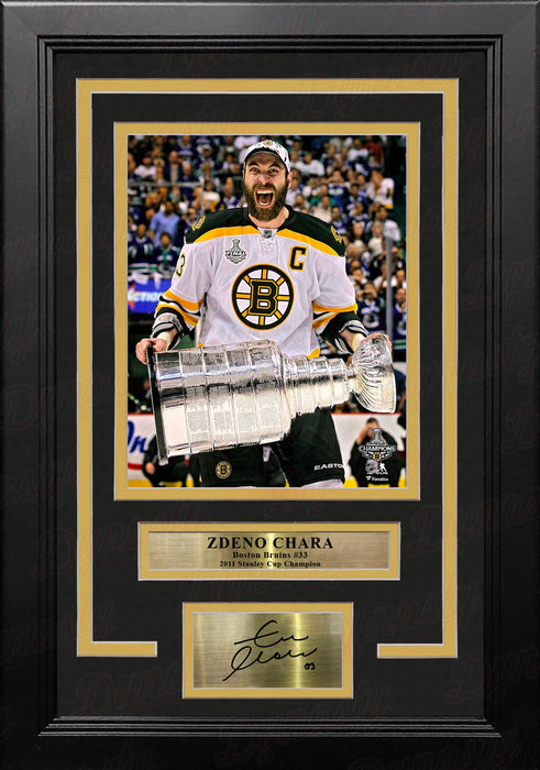 Zdeno Chara Hoists The Stanley Cup Boston Bruins 8x10 Framed Hockey Photo with Engraved Autograph - for just $79.99! 