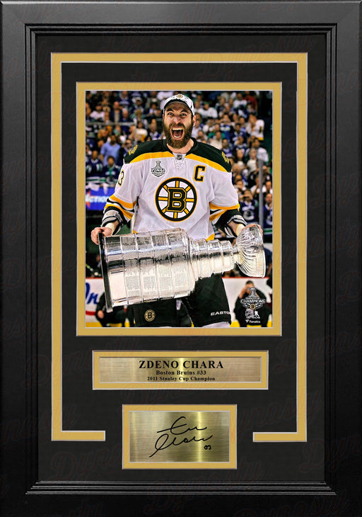 Zdeno Chara Hoists The Stanley Cup Boston Bruins 8x10 Framed Hockey Photo with Engraved Autograph - for just $79.99! 