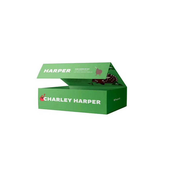 Charley Harper Set of 2 120 Piece Double-Sided Jigsaw Puzzle Pomegranate - for just $24.99! 