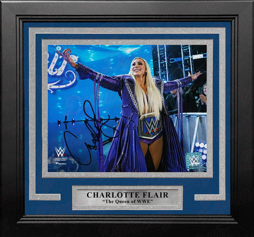 Charlotte Flair Championship Entrance Autographed 8" x 10" Framed WWE Wrestling Photo - for just $129.99! 