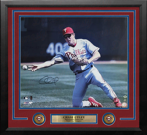 Chase Utley Throwing Action Philadelphia Phillies Autographed 16" x 20" Framed Baseball Photo - for just $499.99! 