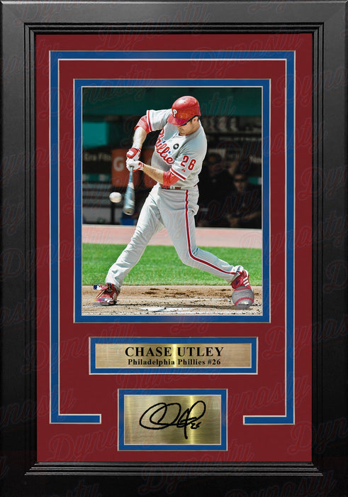 Chase Utley Swinging at the Plate Philadelphia Phillies 8x10 Framed Photo with Engraved Autograph - for just $79.99! 