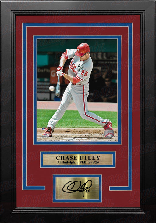 Chase Utley Swinging at the Plate Philadelphia Phillies 8x10 Framed Photo with Engraved Autograph - for just $79.99! 