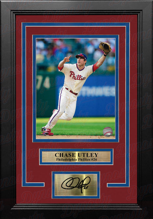 Chase Utley on the Field Philadelphia Phillies 8x10 Framed Photo with Engraved Autograph - for just $79.99! 