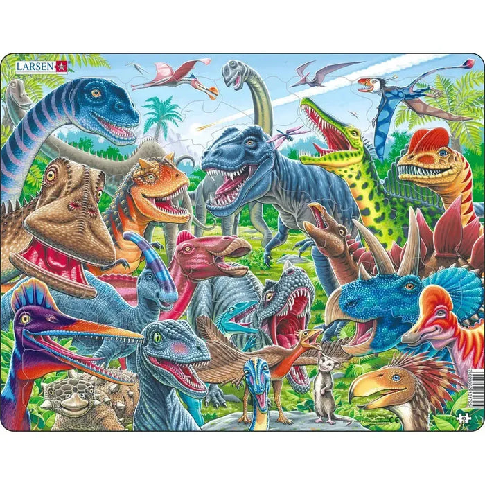 Cheerful Dinosaurs Selfie 43 Piece Tray Jigsaw Puzzle Larsen - for just $11.99! 