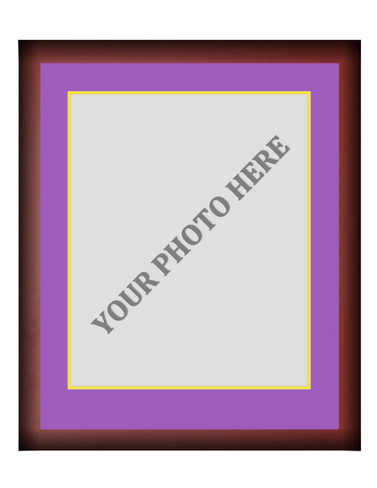 Frame Kit - Cherry Wood Frame | Purple Matting | Yellow Trim - for just $45! 
