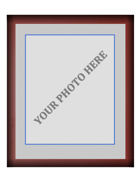 Frame Kit - Cherry Wood Frame | Silver Matting | Blue Trim - for just $45! 