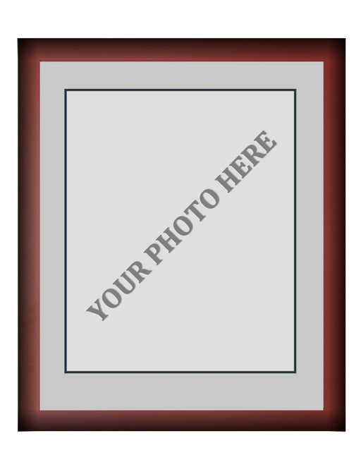 Frame Kit - Cherry Wood Frame | Silver Matting | Dark Blue Trim - for just $45! 