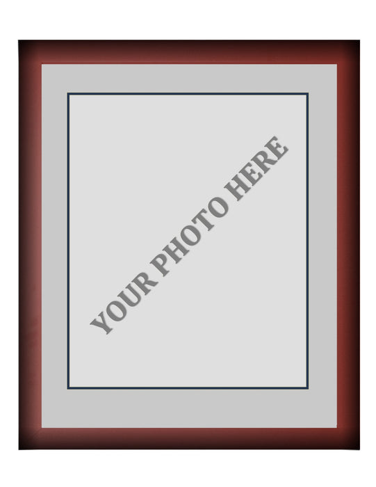 Frame Kit - Cherry Wood Frame | Silver Matting | Dark Blue Trim - for just $45! 