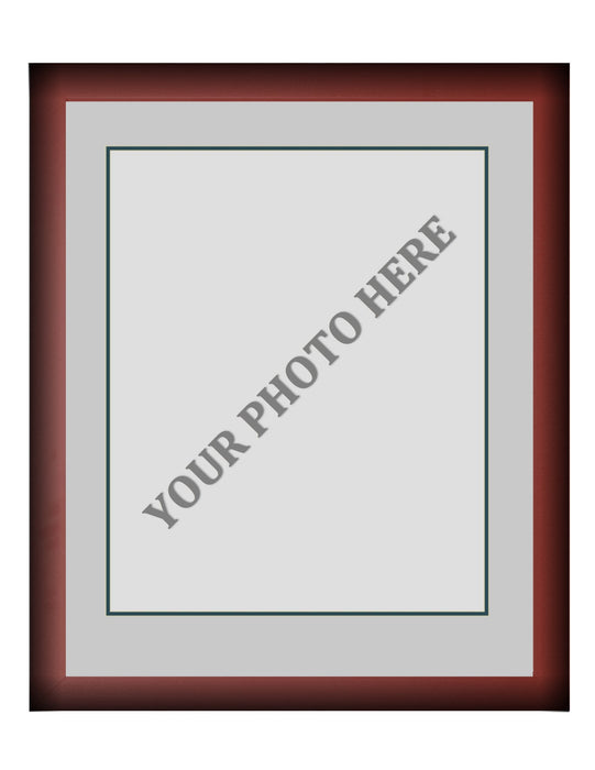 Frame Kit - Cherry Wood Frame | Silver Matting | Dark Green Trim - for just $45! 