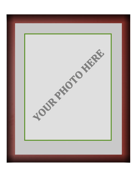 Frame Kit - Cherry Wood Frame | Silver Matting | Green Trim - for just $45! 
