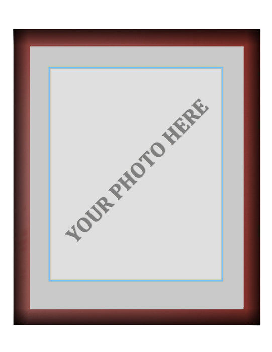 Frame Kit - Cherry Wood Frame | Silver Matting | Light Blue Trim - for just $45! 
