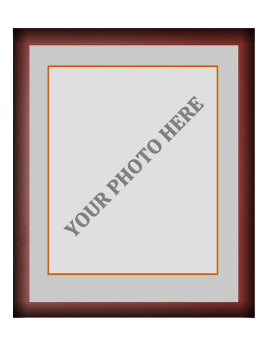 Frame Kit - Cherry Wood Frame | Silver Matting | Orange Trim - for just $45! 