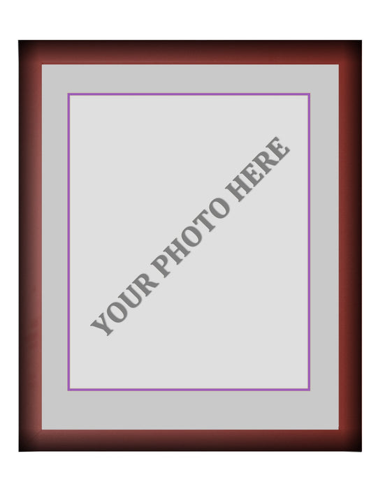 Frame Kit - Cherry Wood Frame | Silver Matting | Purple Trim - for just $45! 