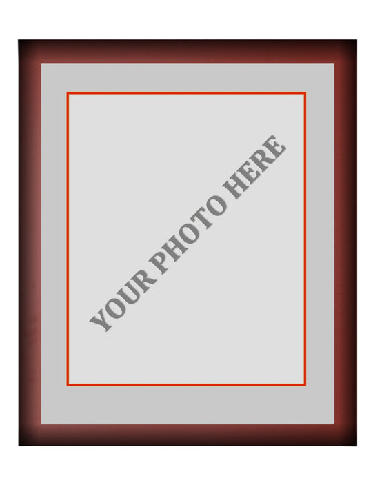 Frame Kit - Cherry Wood Frame | Silver Matting | Red Trim - for just $45! 