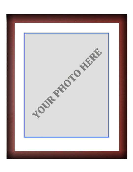 Frame Kit - Cherry Wood Frame | White Matting | Blue Trim - for just $45! 
